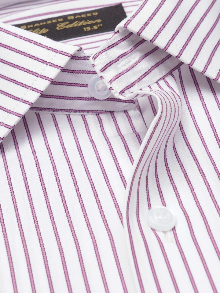 Pink & White Striped, Elite Edition, French Collar Men’s Formal Shirt (FS-858)