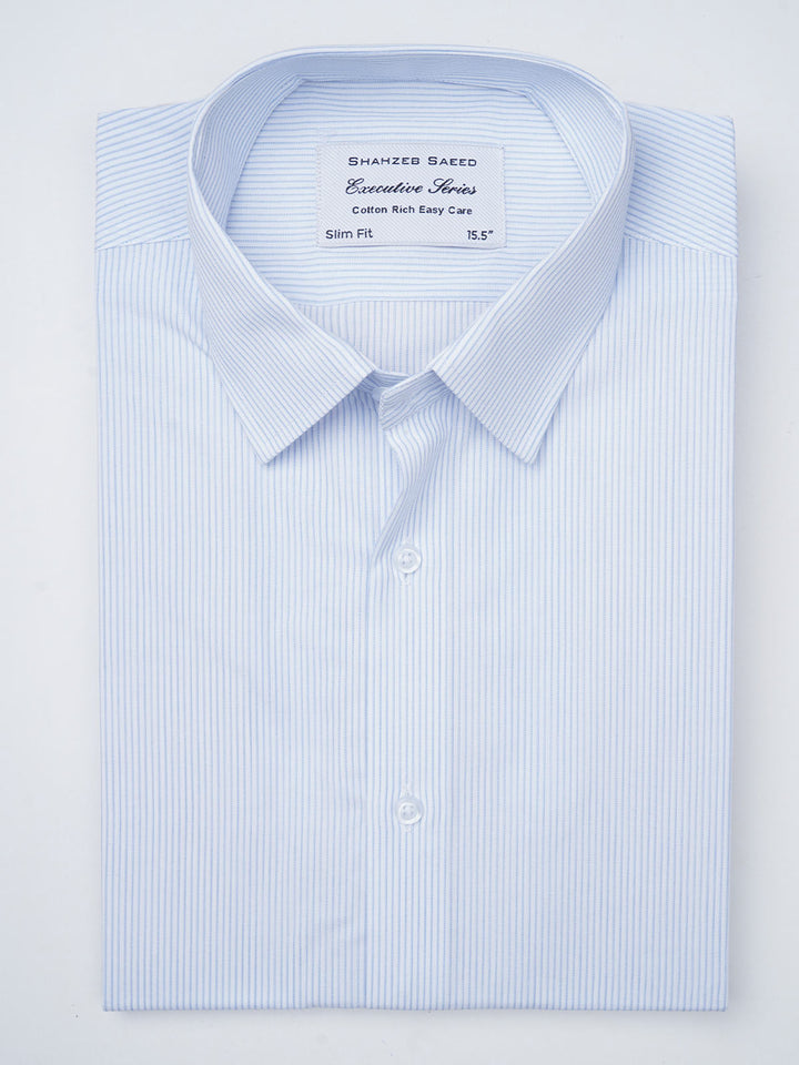 Light Blue Self Striped, Executive Series, French Collar Men’s Formal Shirt (FS-859)