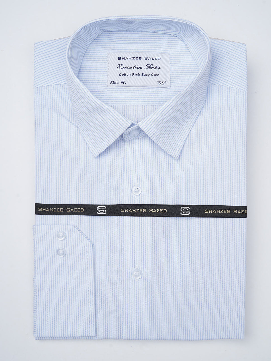 Light Blue Self Striped, Executive Series, French Collar Men’s Formal Shirt (FS-859)