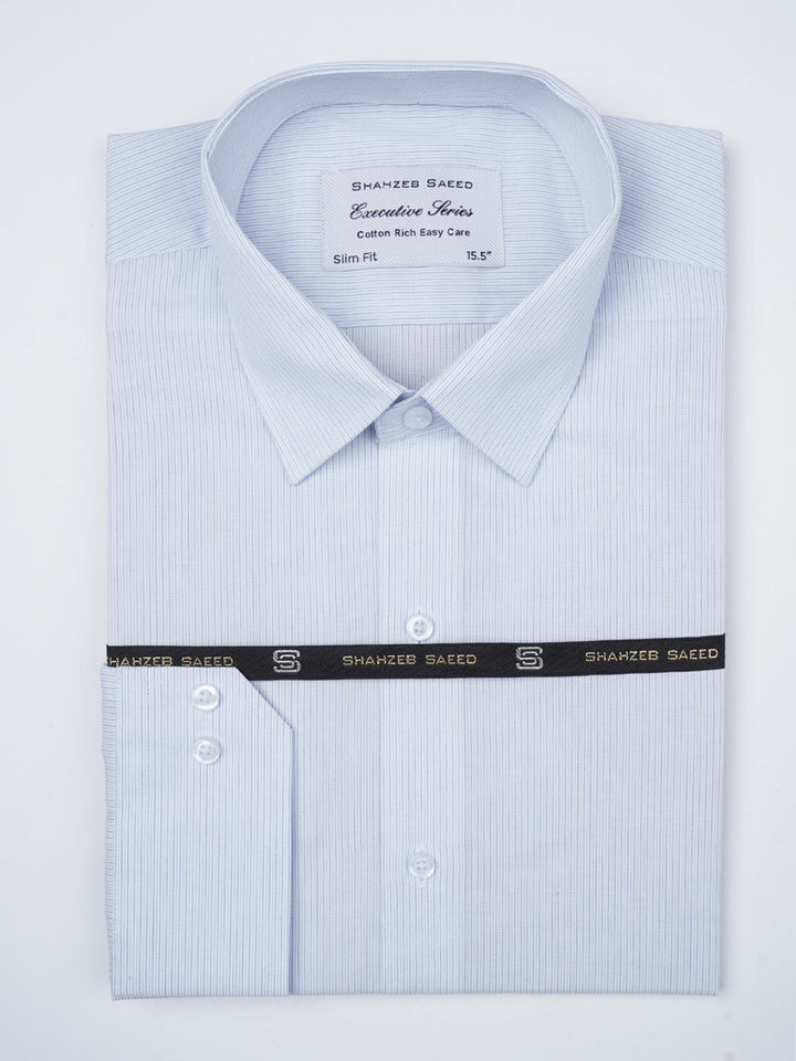 Blue Self Striped, Executive Series, French Collar Men’s Formal Shirt (FS-863)