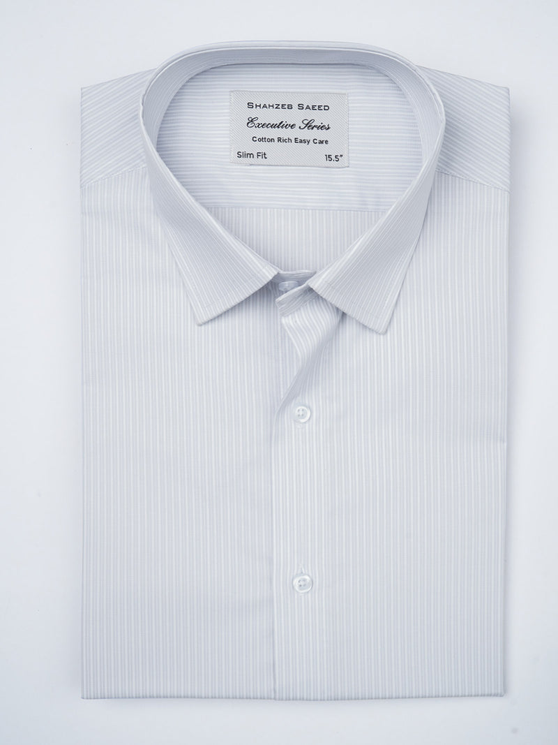 Light Grey Striped, Executive Series, French Collar Men’s Formal Shirt (FS-865)