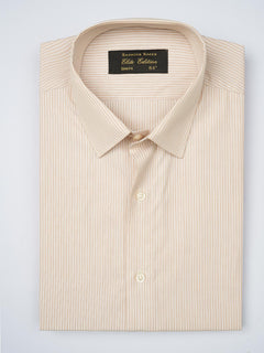 Light Fawn Striped, Elite Edition, French Collar Men’s Formal Shirt (FS-867)