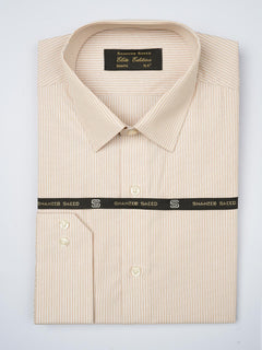 Light Fawn Striped, Elite Edition, French Collar Men’s Formal Shirt (FS-867)