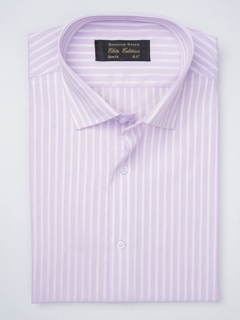 Light Purple & White Striped, Elite Edition, French Collar Men’s Formal Shirt (FS-868)