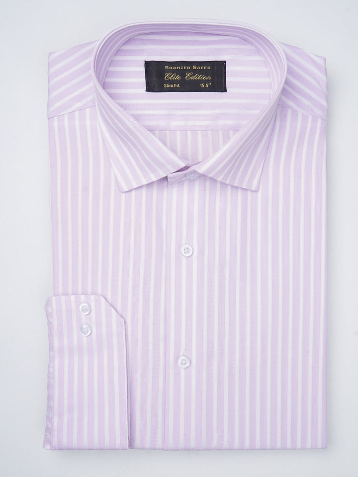 Light Purple & White Striped, Elite Edition, French Collar Men’s Formal Shirt (FS-868)