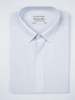 Blue & White Self Striped, Executive Series, French Collar Men’s Formal Shirt  (FS-877)