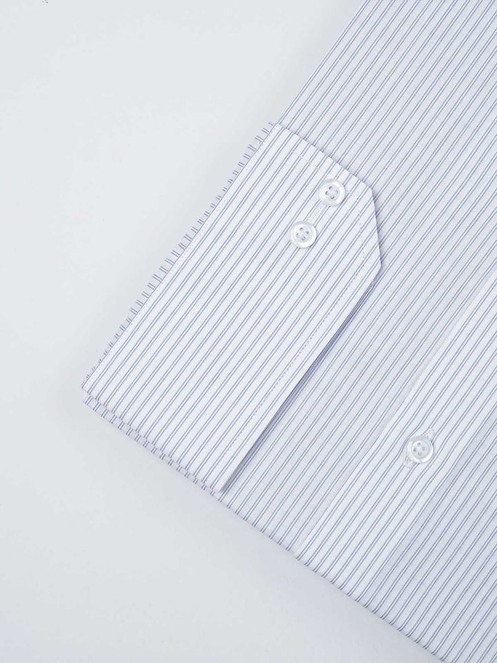 Blue & White Self Striped, Executive Series, French Collar Men’s Formal Shirt  (FS-877)