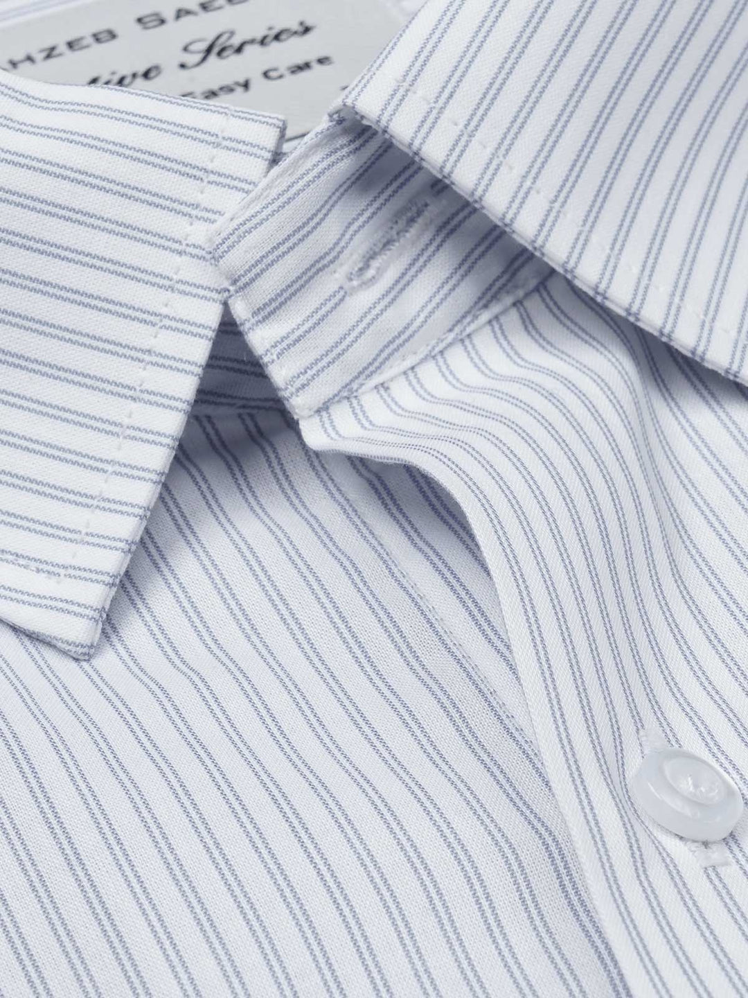 Blue & White Self Striped, Executive Series, French Collar Men’s Formal Shirt  (FS-877)