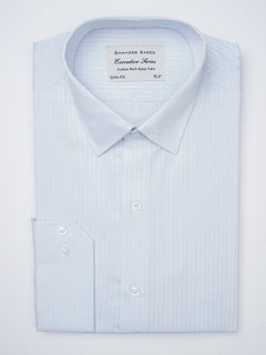 Cloud White Self Striped, Executive Series, French Collar Men’s Formal Shirt  (FS-878)