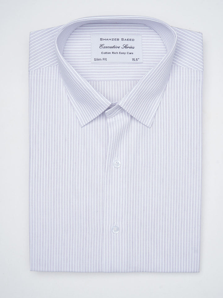 Light Purple Self Striped, Executive Series,French Collar Men’s Formal Shirt  (FS-880)