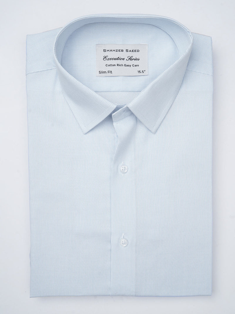 Sky Blue Self Striped, Executive Series,French Collar Men’s Formal Shirt  (FS-881)