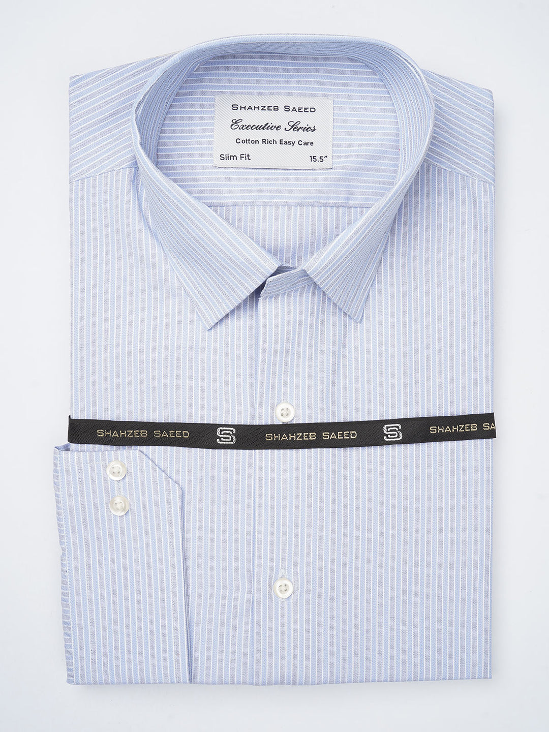 Blue Self Striped, Executive Series,French Collar Men’s Formal Shirt  (FS-886)