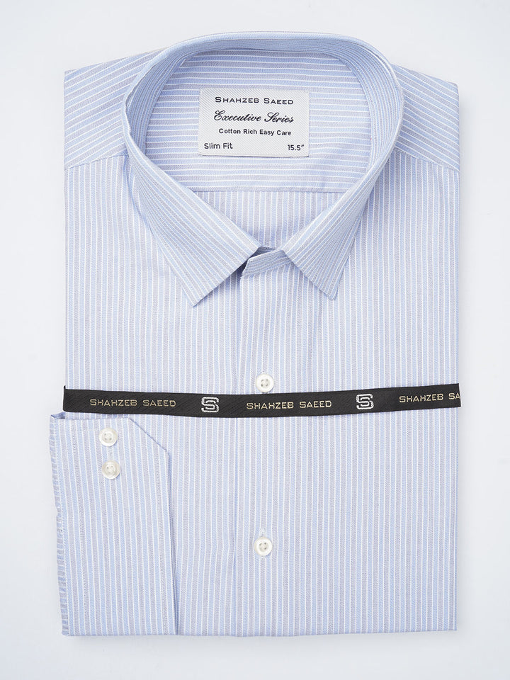 Blue Self Striped, Executive Series,French Collar Men’s Formal Shirt  (FS-886)