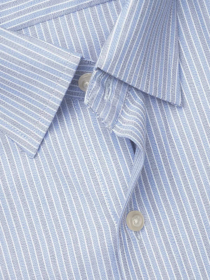 Blue Self Striped, Executive Series,French Collar Men’s Formal Shirt  (FS-886)