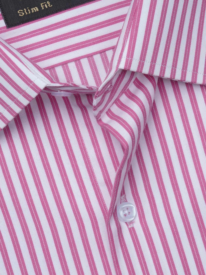 Pink & White Striped, Elite Edition, French Collar Men’s Formal Shirt (FS-914)