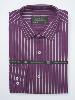 Dark Fuchsia With Beige Striped, Elite Edition, French Collar Men’s Formal Shirt (FS-916)