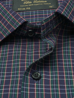 Navy Blue & Multi Checkered, Elite Edition, French Collar Men’s Formal Shirt (FS-922)