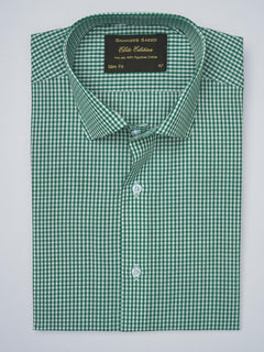 Dark Green & White Checkered, Elite Edition, French Collar Men’s Formal Shirt (FS-923)