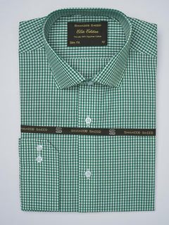 Dark Green & White Checkered, Elite Edition, French Collar Men’s Formal Shirt (FS-923)