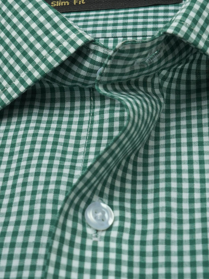 Dark Green & White Checkered, Elite Edition, French Collar Men’s Formal Shirt (FS-923)