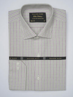 Beige & Maroon Checkered, Elite Edition, French Collar Men’s Formal Shirt (FS-924)
