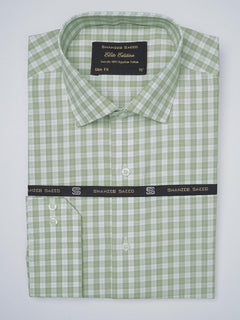 Light Green Self Checkered, Elite Edition, French Collar Men’s Formal Shirt (FS-925)