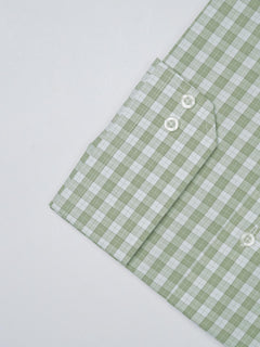 Light Green Self Checkered, Elite Edition, French Collar Men’s Formal Shirt (FS-925)