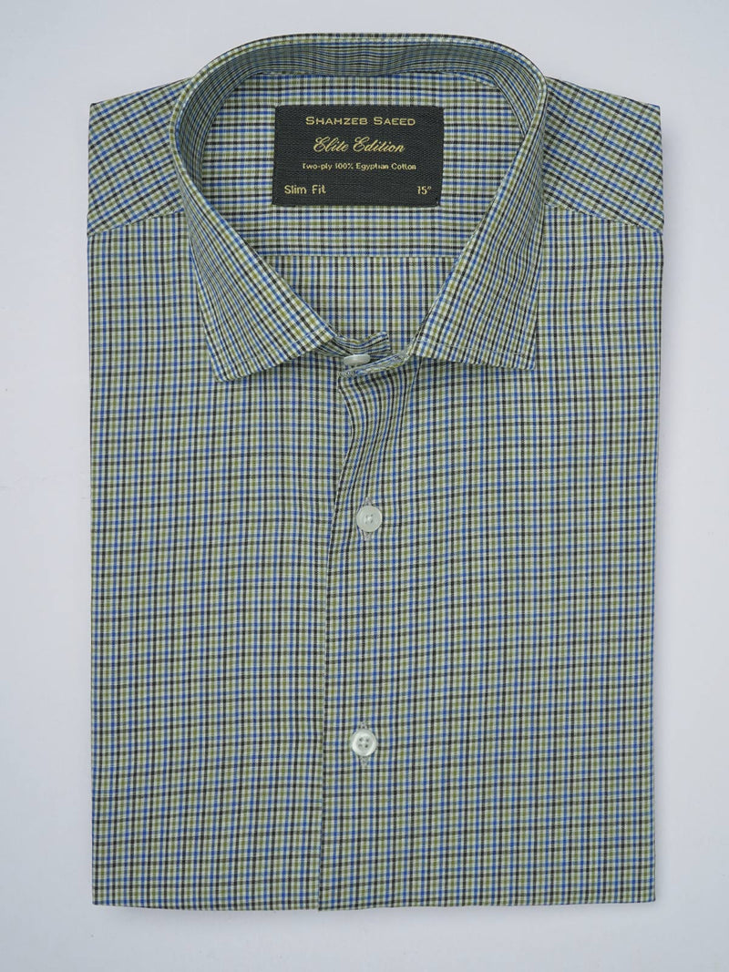 Multi Color Self Checkered, Elite Edition, French Collar Men’s Formal Shirt (FS-927)