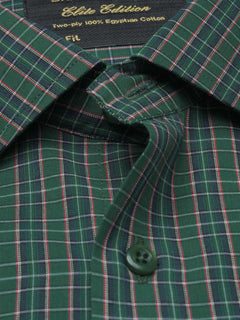 Dark Green Self Checkered, Elite Edition, French Collar Men’s Formal Shirt (FS-932)