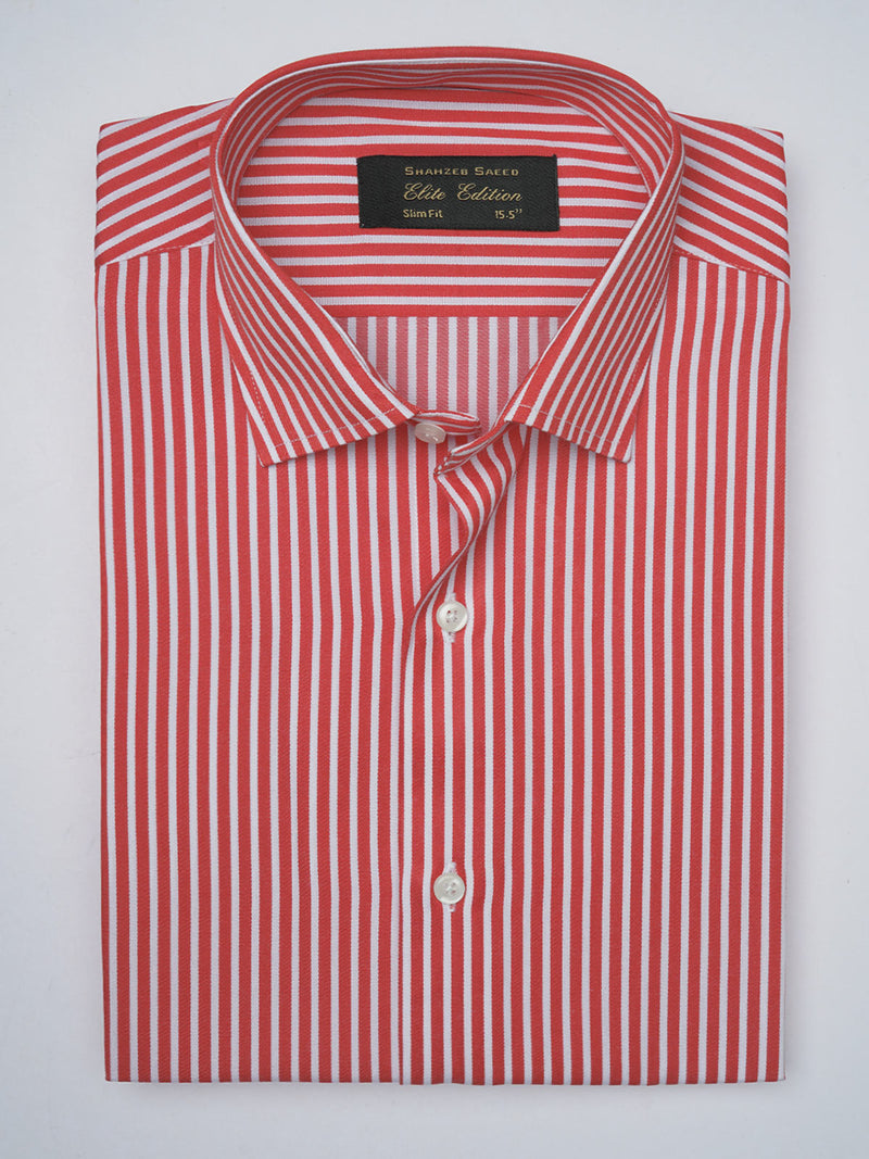 Red & White Striped, Elite Edition, French Collar Men’s Formal Shirt (FS-984)