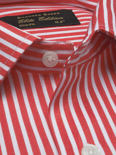 Red & White Striped, Elite Edition, French Collar Men’s Formal Shirt (FS-984)