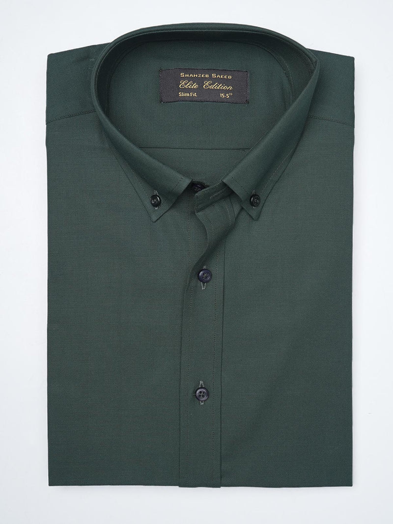 Dark Green Plain, Elite Edition, Button Down Men’s Formal Shirt (FS-985)