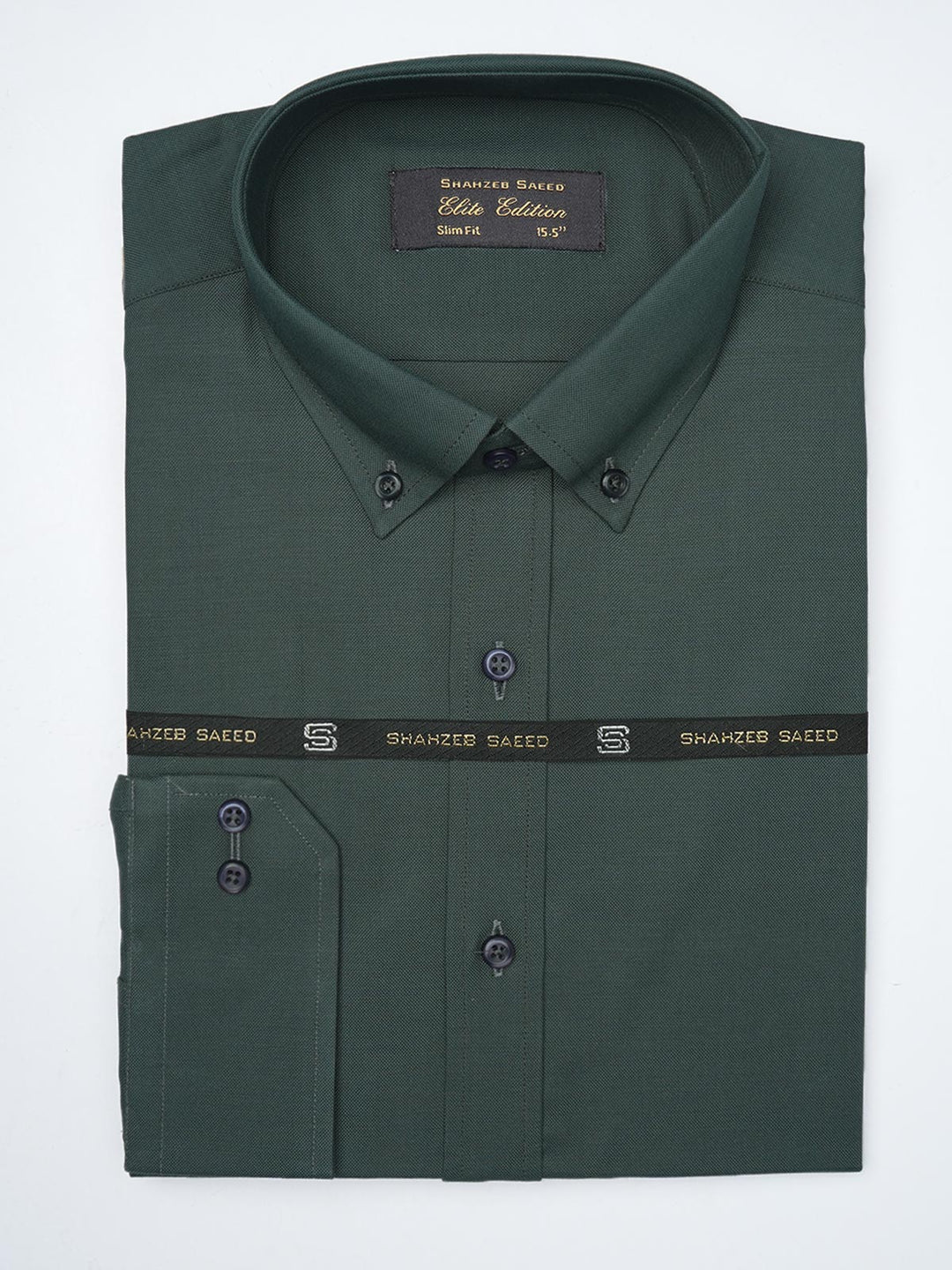 Dark Green Plain, Elite Edition, Button Down Men’s Formal Shirt (FS-985)