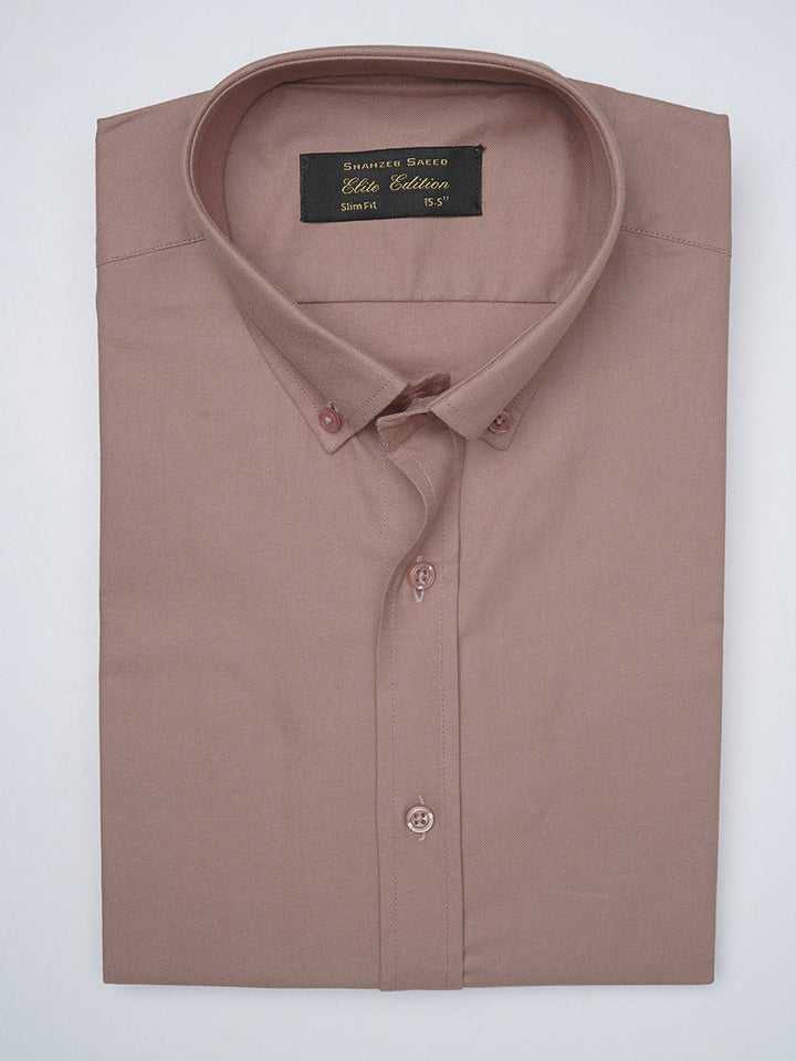 Light Brown Self, Elite Edition, Button Down Men’s Formal Shirt (FS-986)