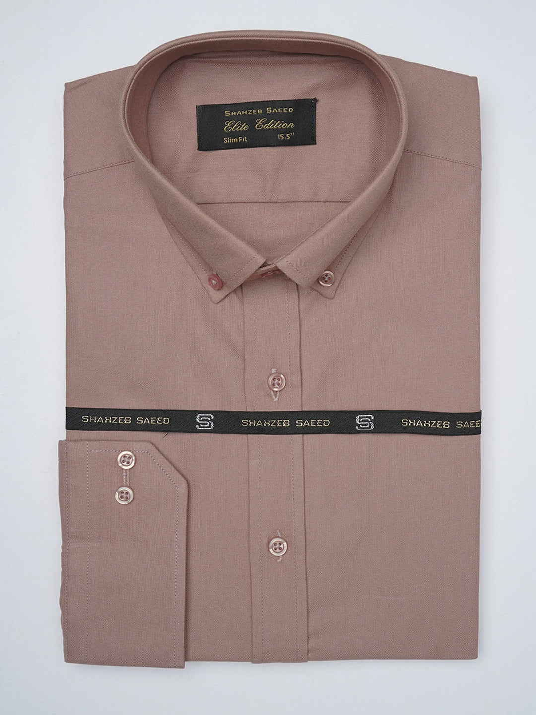 Light Brown Self, Elite Edition, Button Down Men’s Formal Shirt (FS-986)