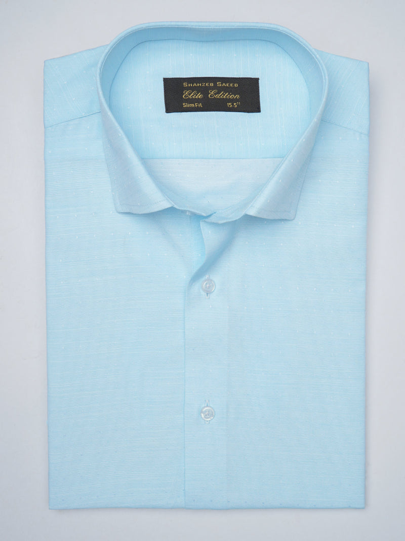 Sky Blue Self, Elite Edition, French Collar Men’s Formal Shirt (FS-987)