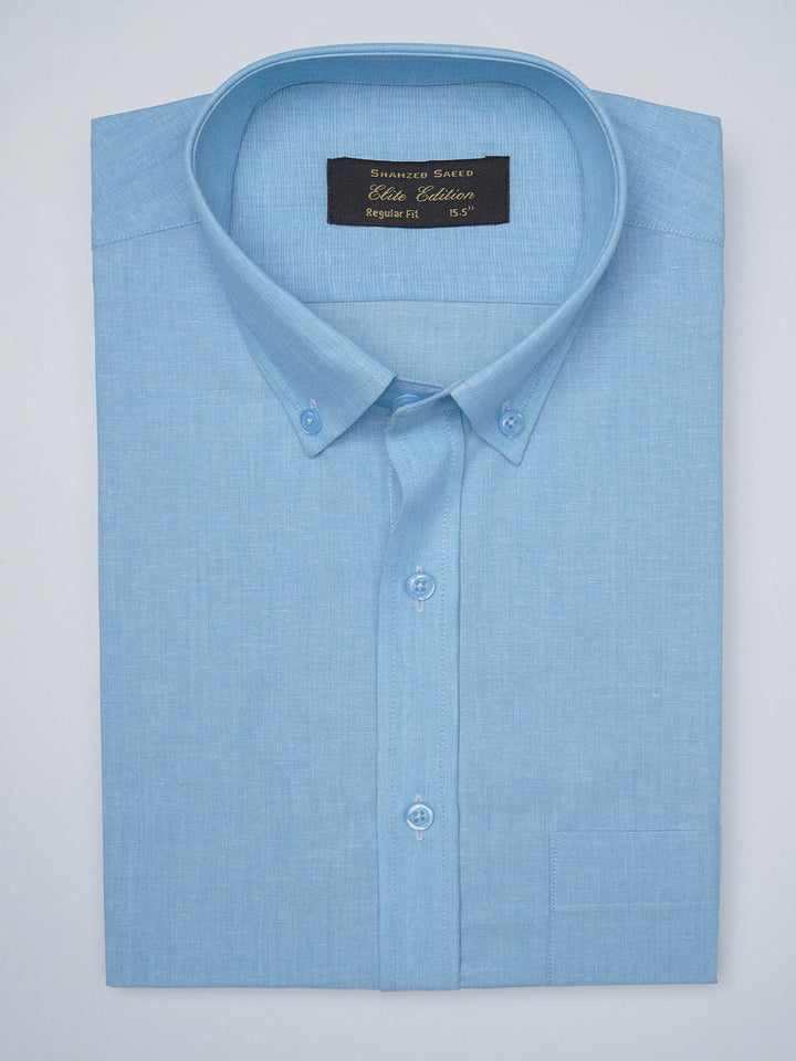 Light Blue Self, Elite Edition, Button Down Men’s Formal Shirt (FS-988)