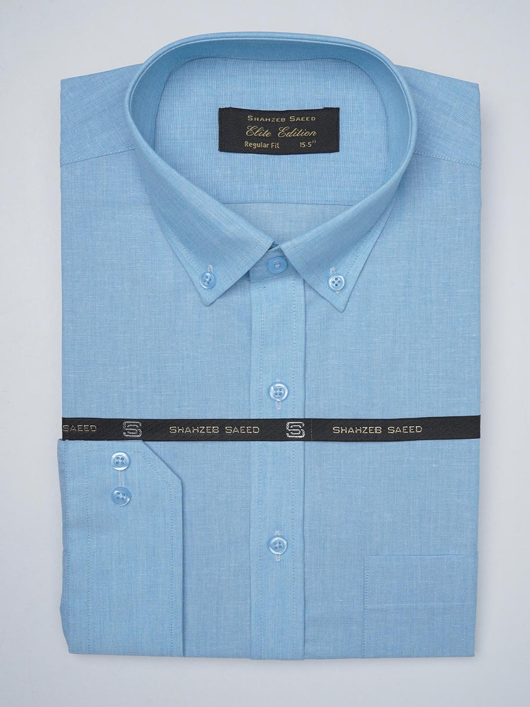 Light Blue Self, Elite Edition, Button Down Men’s Formal Shirt (FS-988)