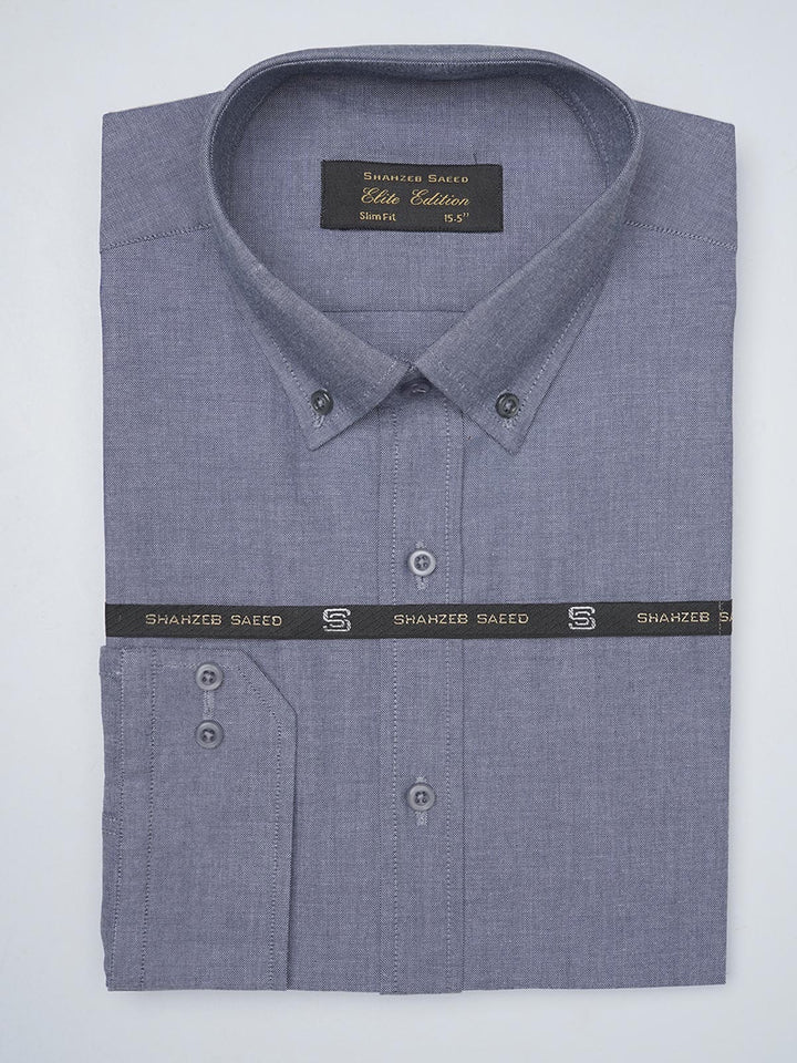 Greyish Blue Self, Elite Edition, Men’s Button Down Formal Shirt (FS-998)