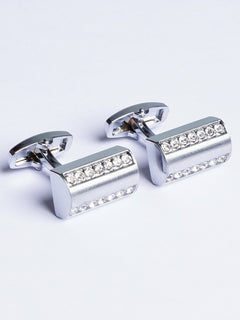 Fancy Silver Stone Cufflink (CUFFLINK-492)