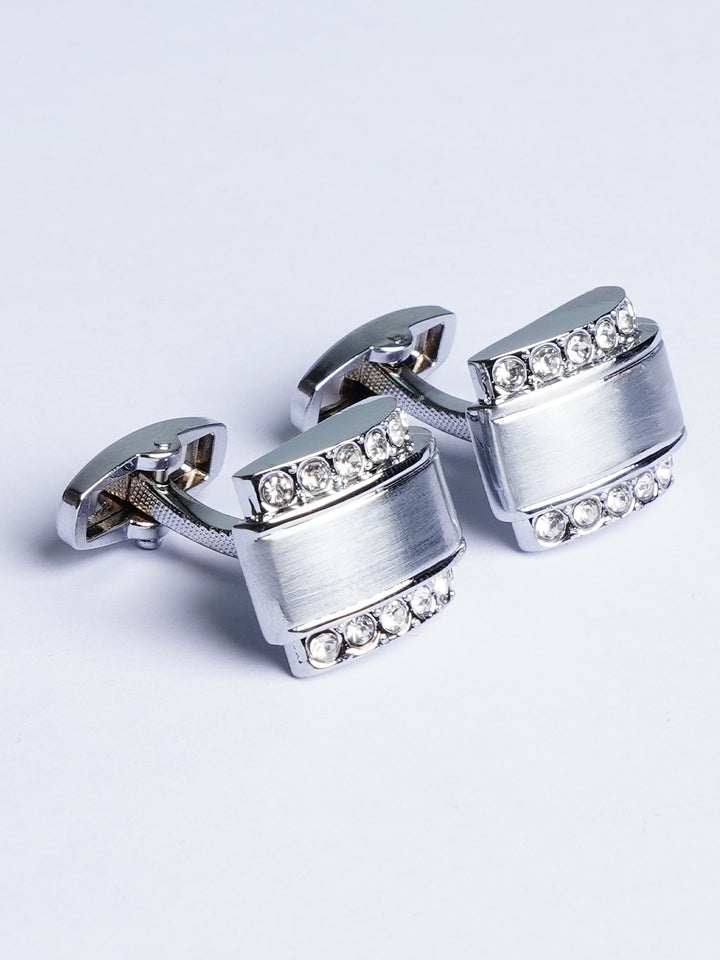 Fancy Silver Stone Cufflink (CUFFLINK-493)