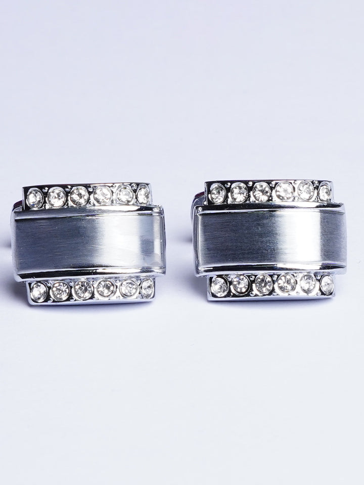 Fancy Silver Stone Cufflink (CUFFLINK-493)