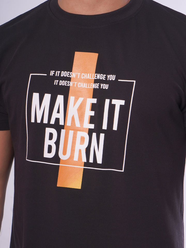 Make It Burn Half Sleeves Men’s Black Graphics T-Shirt (GT-73)