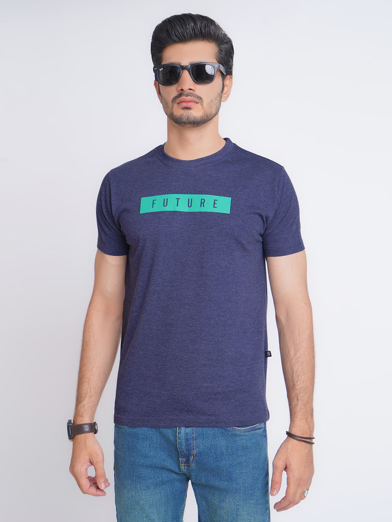 Future Half Sleeves Men’s Dark Blue Graphics T-Shirt (GT-83)