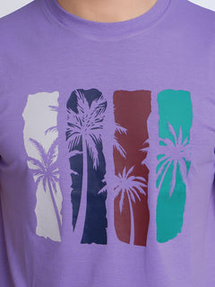 Coconut Tree Half Sleeves Men’s Purple Graphics T-Shirt (GT-84)