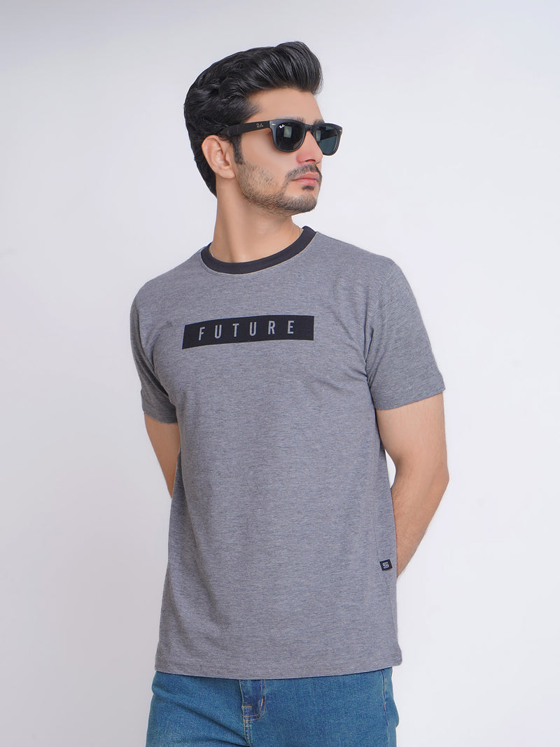 Future Half Sleeves Men’s Grey Graphics T-Shirt (GT-85)