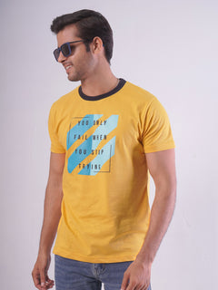 Yellow Half Sleeves Men’s Graphics T-Shirt (GT-63)