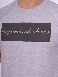 Organised Chaos Half Sleeves Men’s Grey Graphics T-Shirt (GT-70)