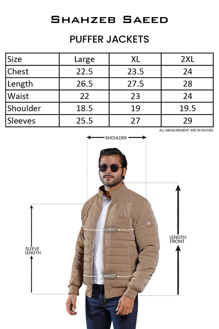 Olive Green  Imported Full Sleeves Puffer Jacket (PJ-020)