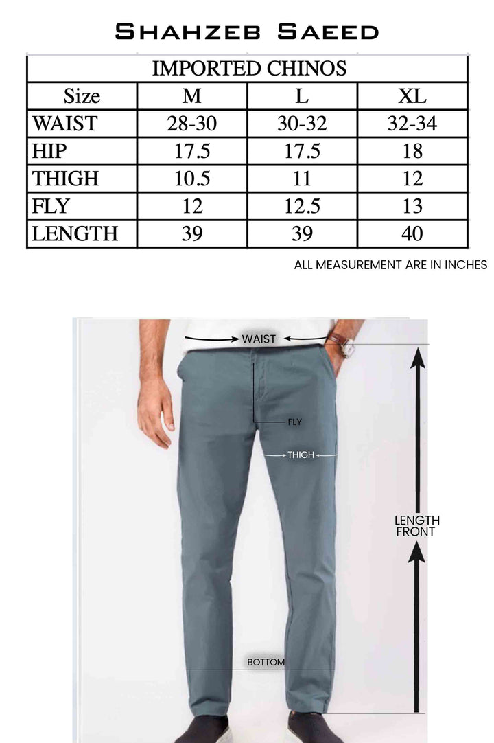 Greyish Blue Self Imported Cotton Chino Pant-44